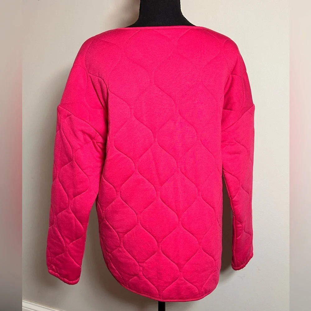 NWT Bobeau Quilted Button Front Cardigan Jacket Fuchsia Pink Women’s XS